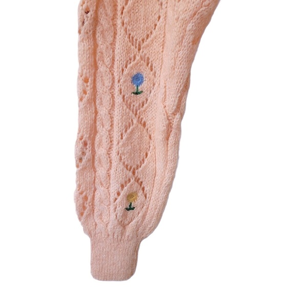 Zara Pink Floral Embroidered Cropped Cardigan - Picture 9 of 16